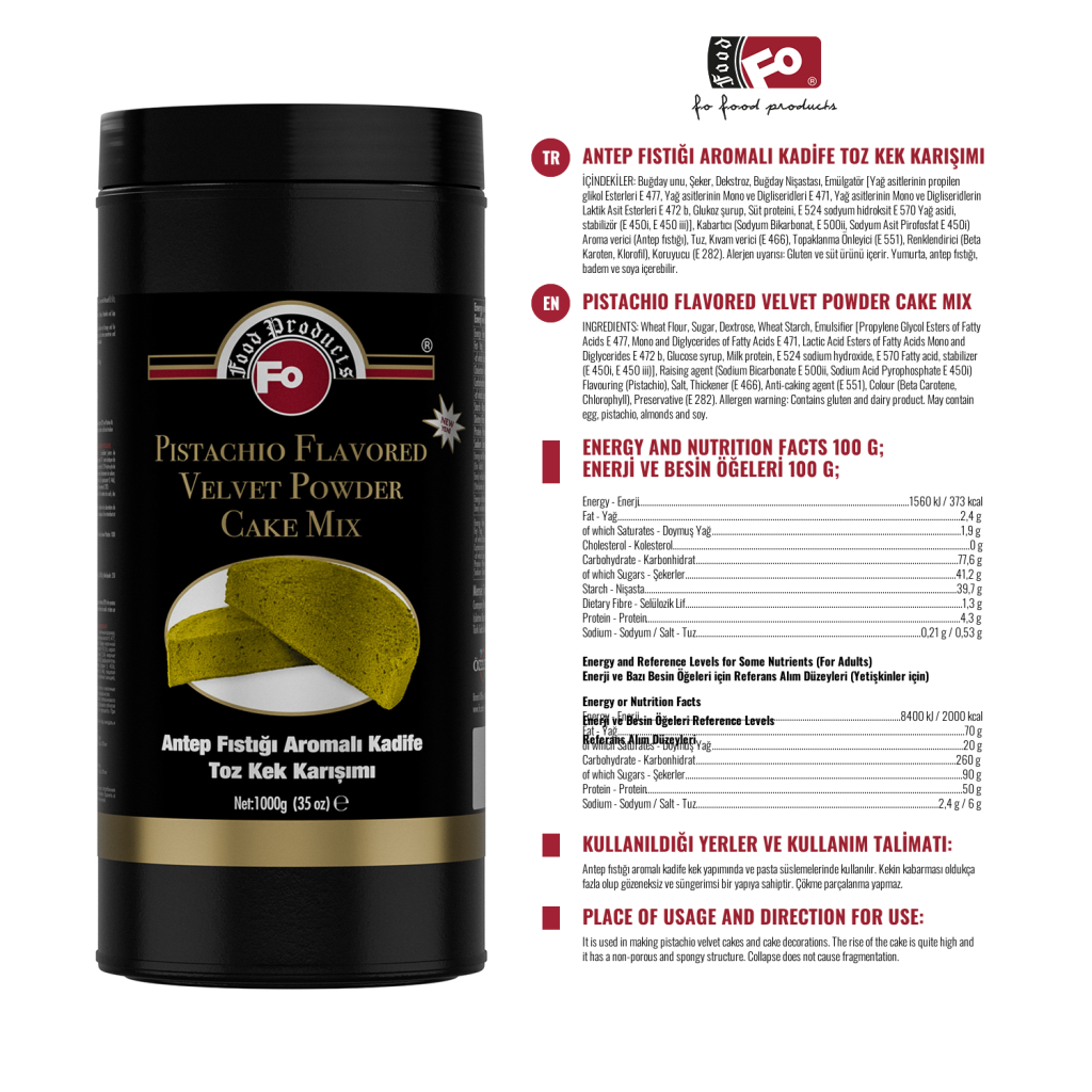 Özmer | Pistachio Flavored Velvet Cake Mix 1kg