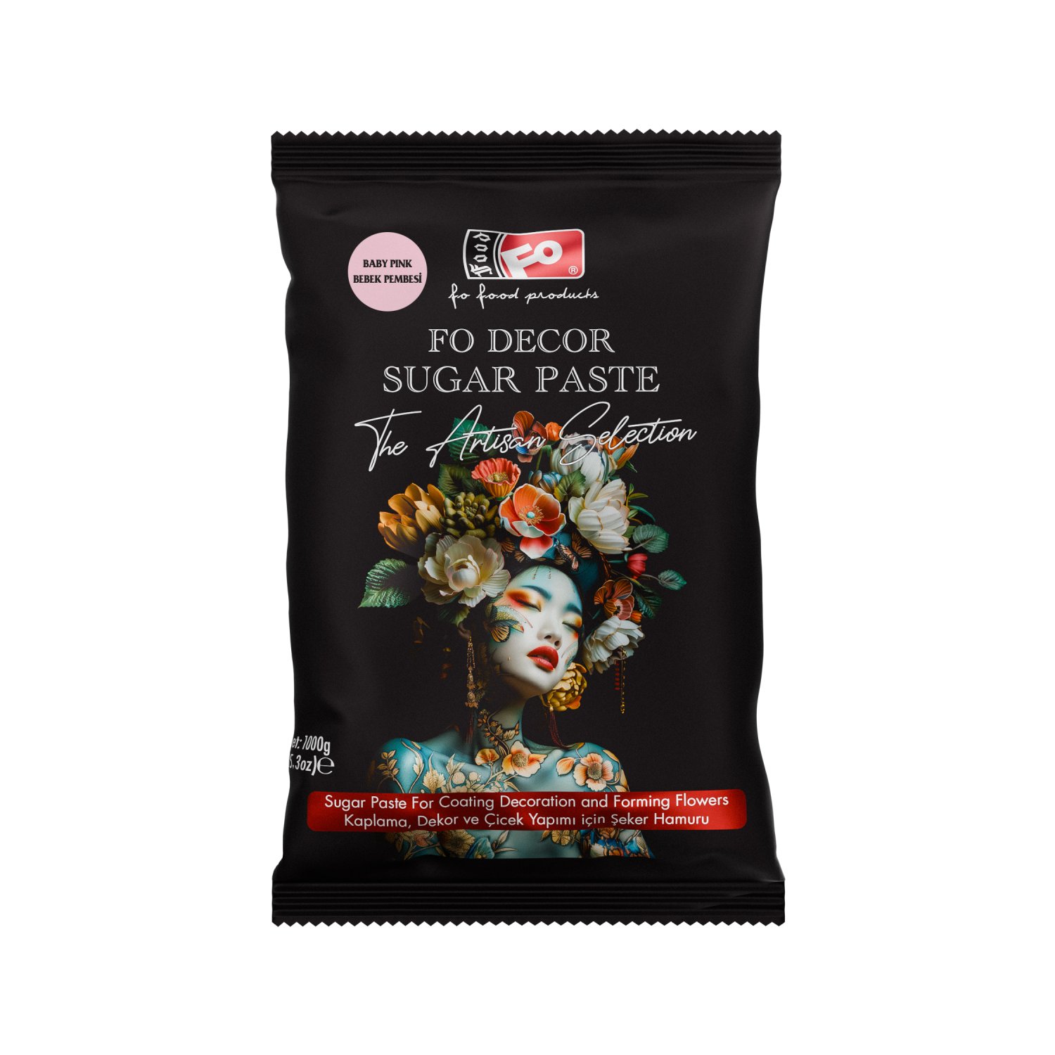 Özmer | FO - Pasta de Azúcar Rosa Bebé para Recubrir, Decorar y Formar Flores 1Kg