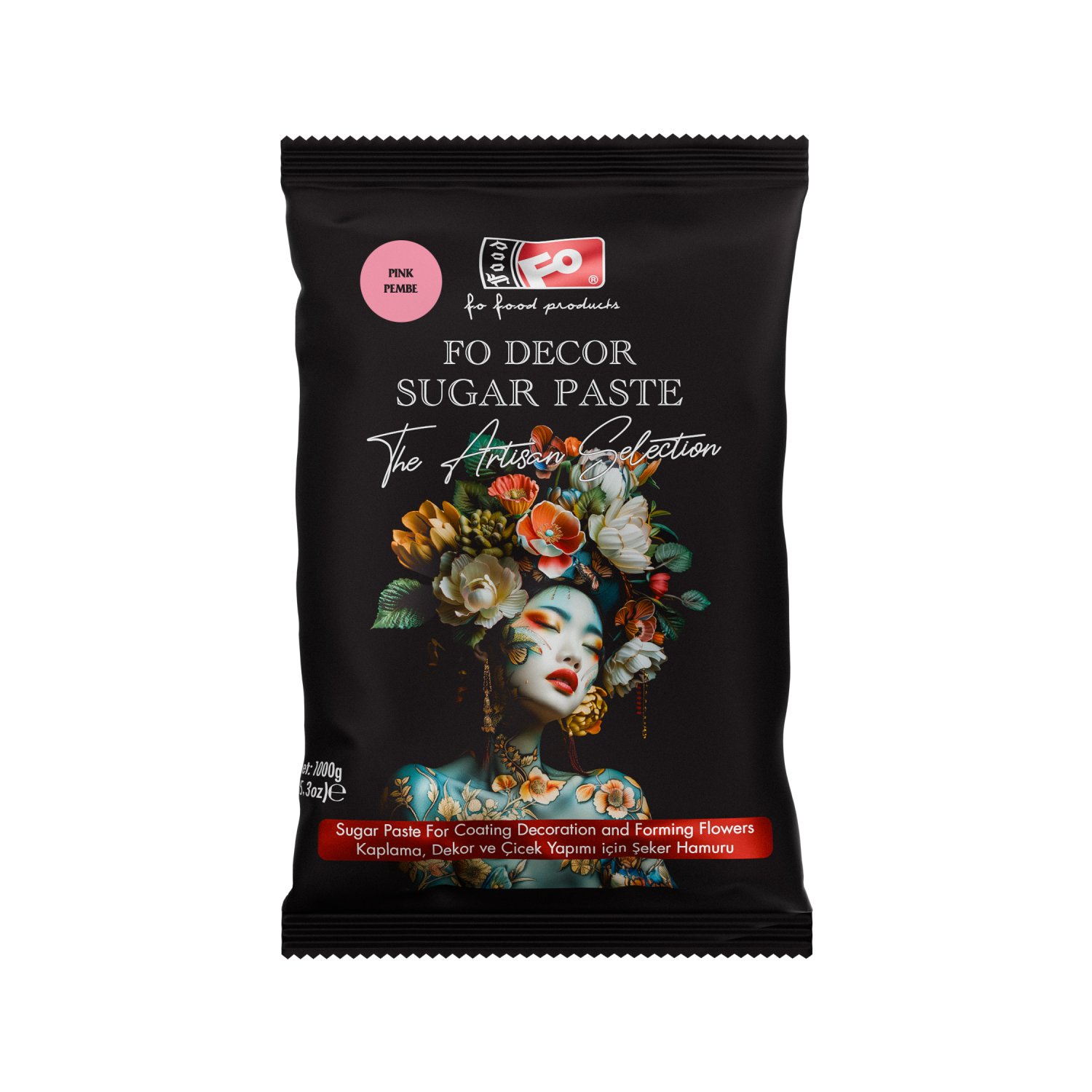Özmer | FO - Pasta de Azúcar Rosa para Recubrir, Decorar y Formar Flores 1Kg