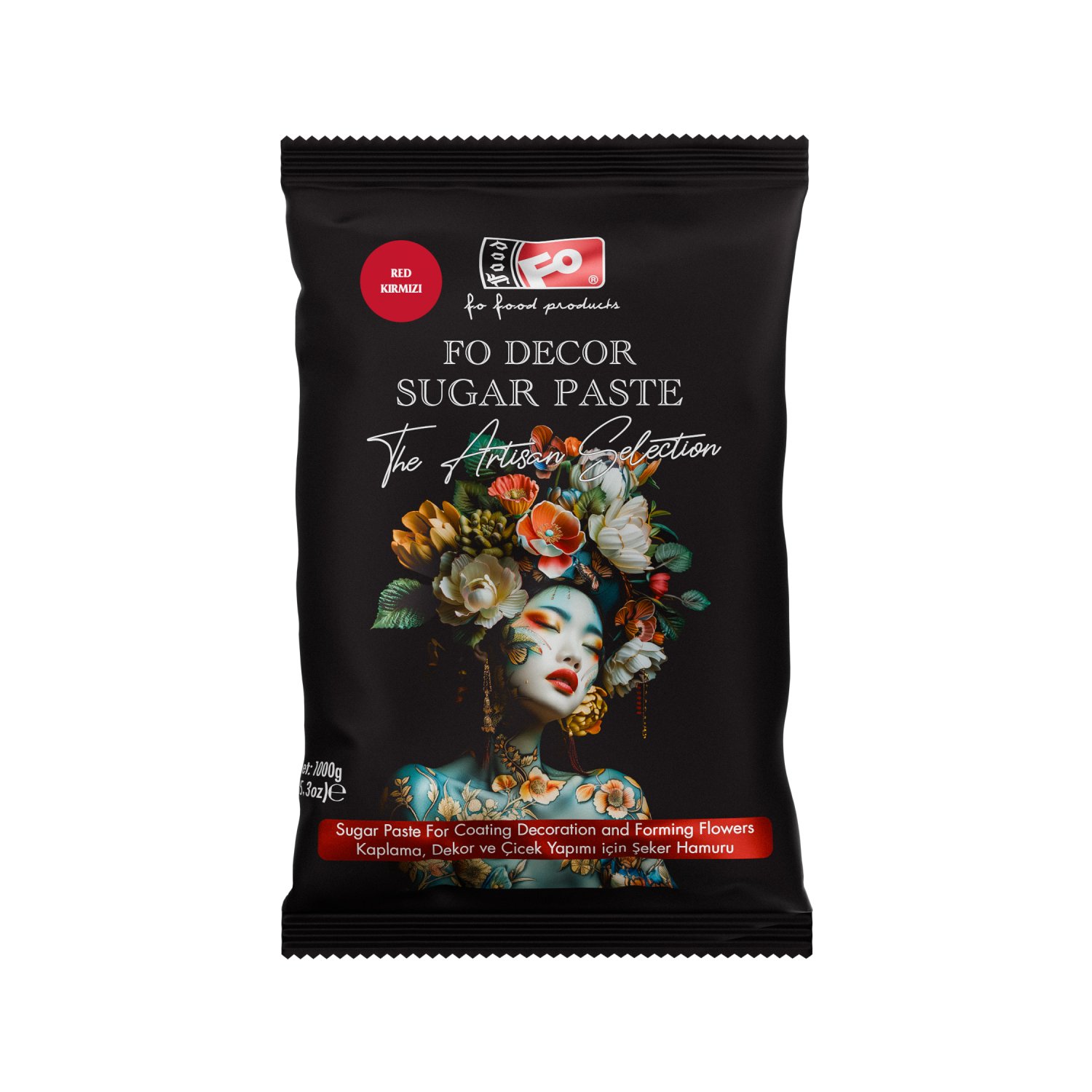 Özmer | FO - Pasta de Azúcar Roja para Recubrir, Decorar y Formar Flores 1Kg