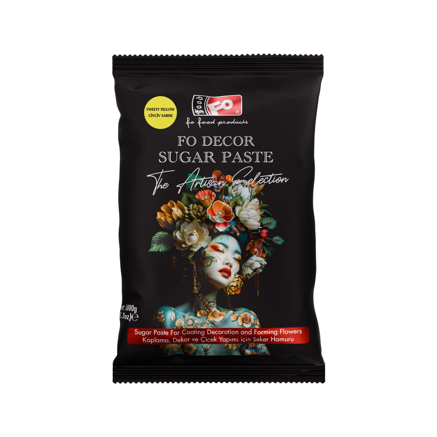 Özmer | FO - Pasta de Azúcar Tweety para Recubrir, Decorar y Formar Flores 1Kg