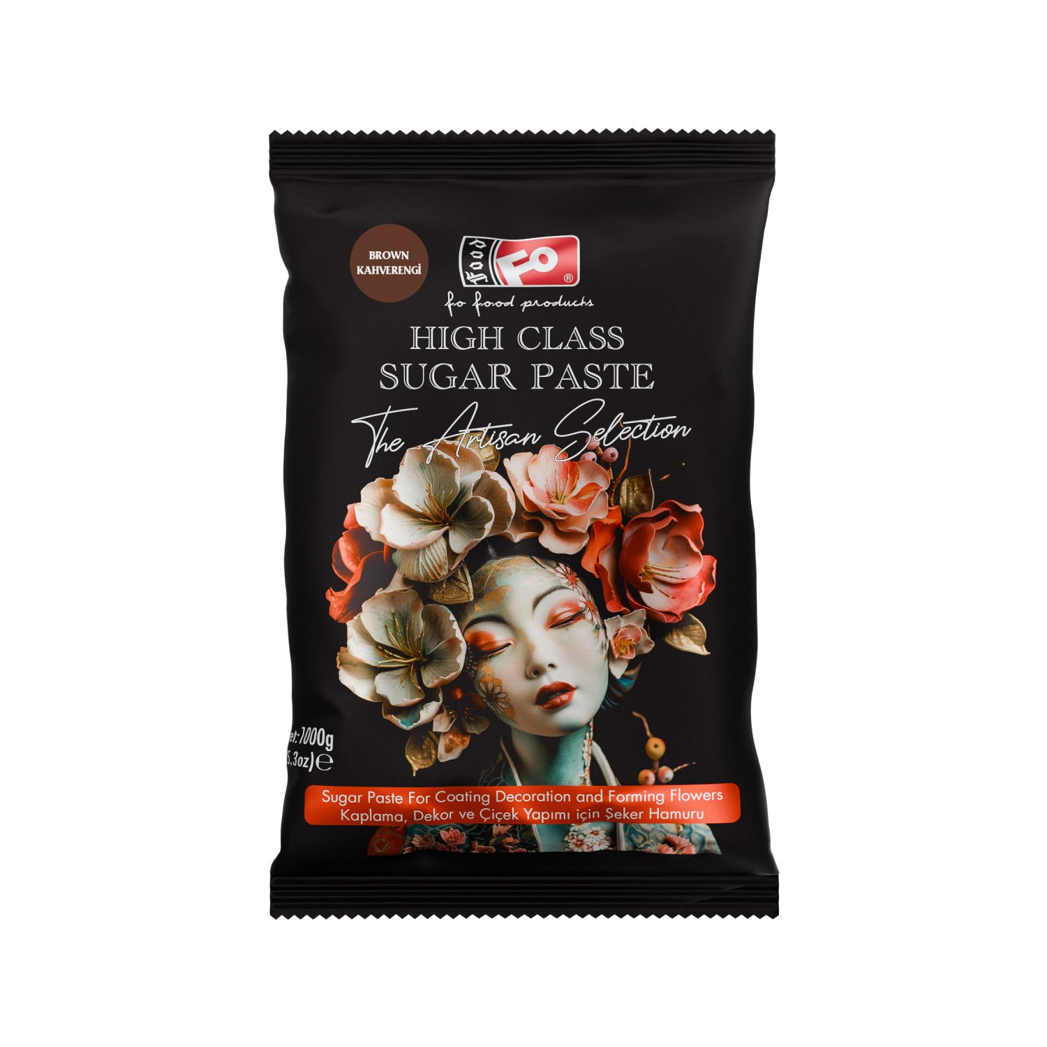 Özmer | FO - Pasta de Azúcar Marrón de Alta Calidad para Recubrir, Decorar y Formar Flores 1 kg