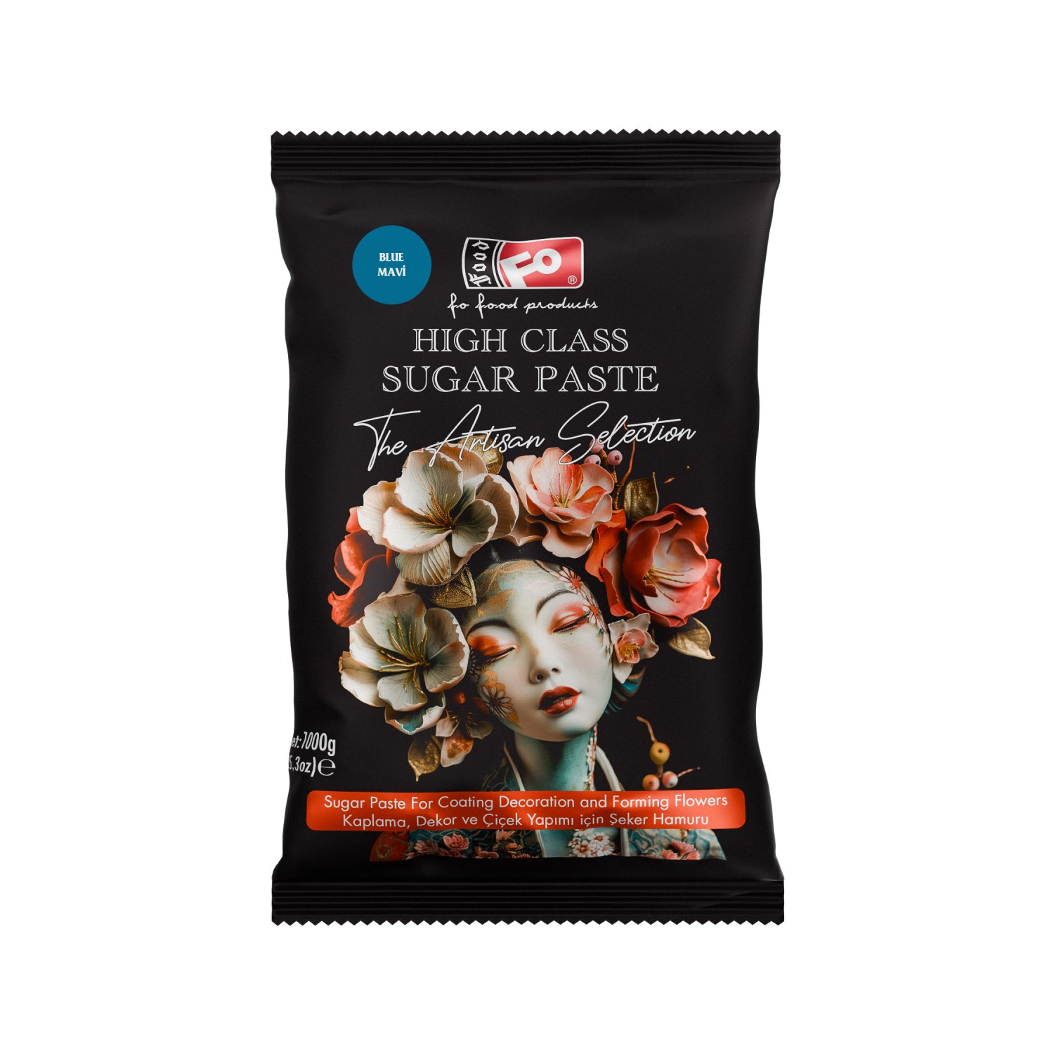 Özmer | FO - Pasta de Azúcar Azul de Alta Calidad para Recubrir, Decorar y Formar Flores 1 kg