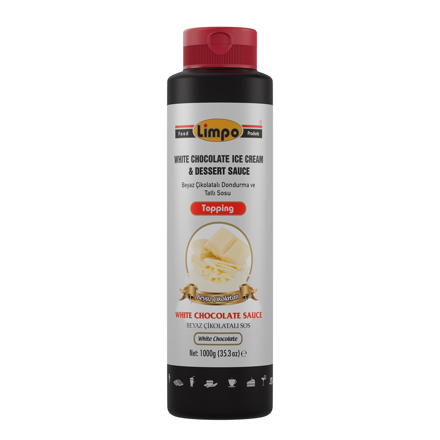 Özmer | LİMPO - Beyaz Çikolatalı Topping (Dondurma ve Tatlı Sosu) 1 kg