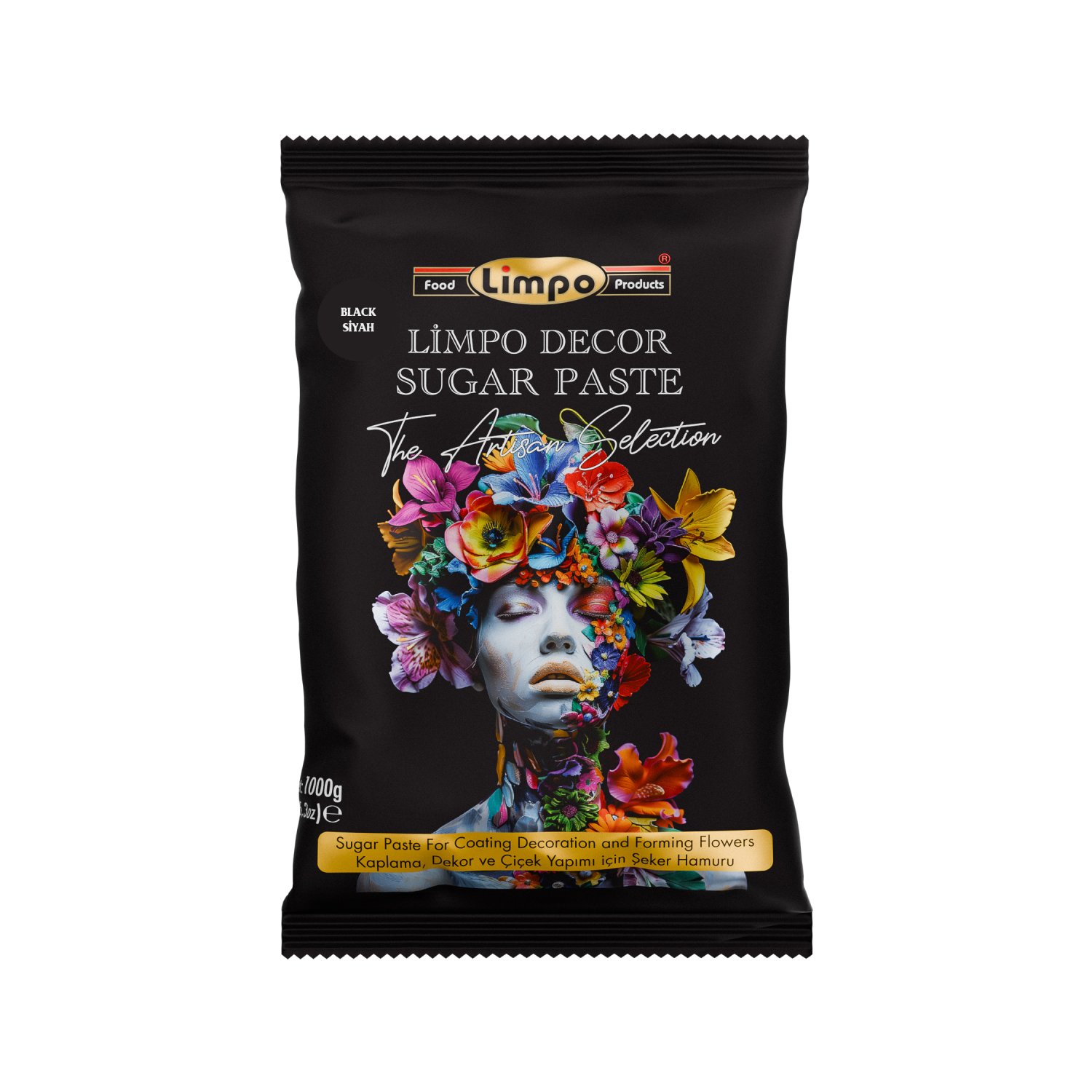 Özmer | LİMPO - Siyah Kaplama, Dekor ve Çiçek Yapımı için Şeker Hamuru 1 kg