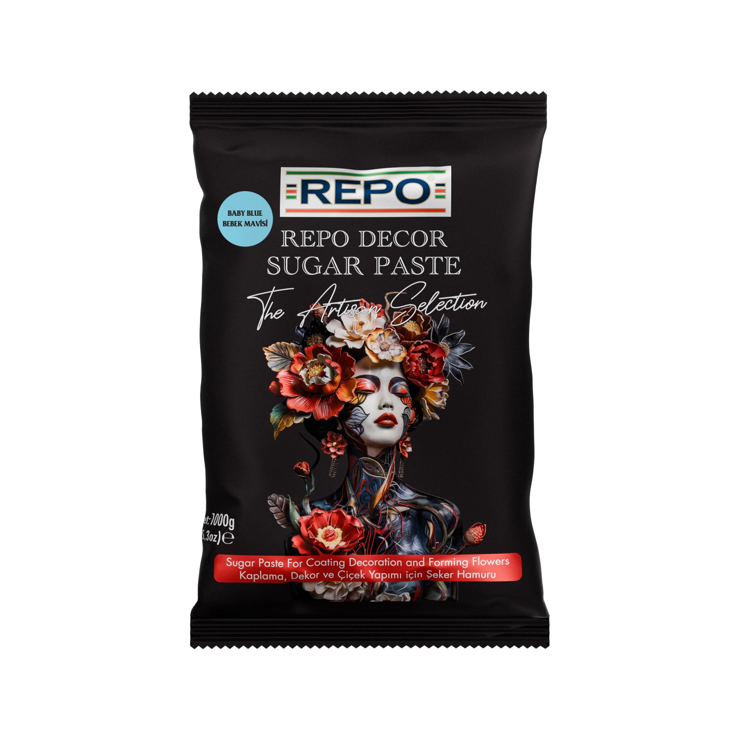 Özmer | REPO - Bebek Mavisi Kaplama, Dekor ve Çiçek Yapımı için Şeker Hamuru 1 kg