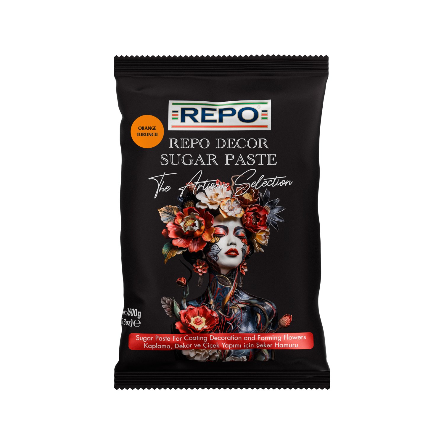 Özmer | REPO - Turuncu Kaplama, Dekor ve Çiçek Yapımı için Şeker Hamuru 1kg